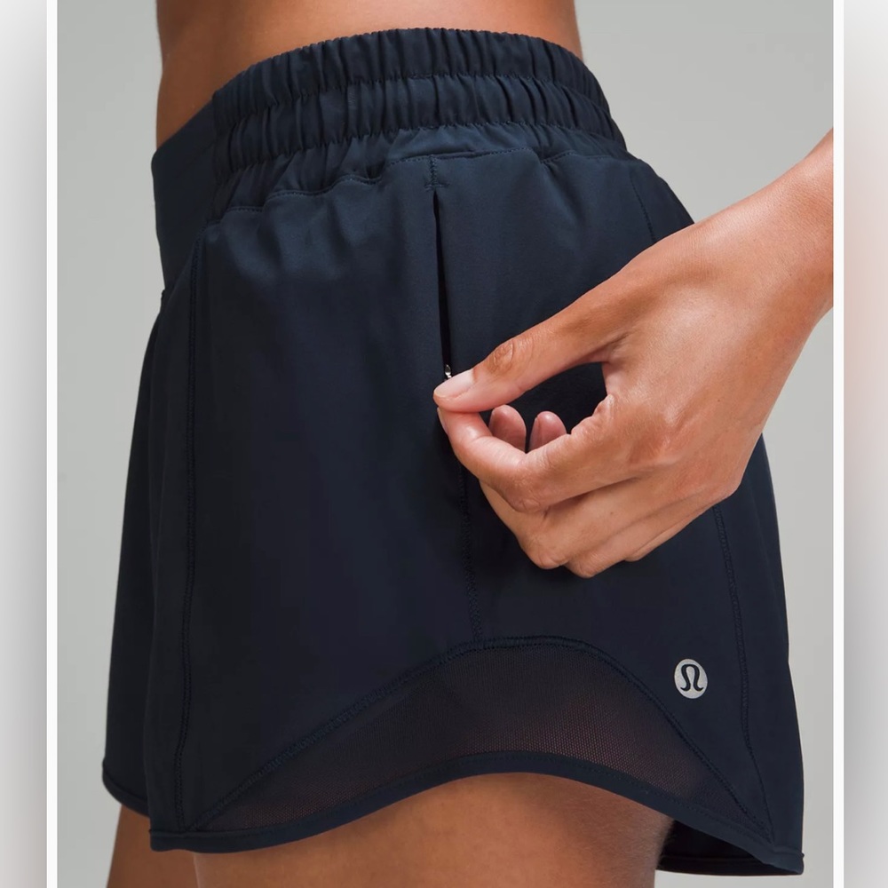 Lululemon Navy Hotty Hot Low-Rise Lined Short 4"